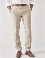 heren broek regular fit met rits en knoop in beige