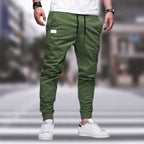 heren cargo broek met elastische enkels in groen