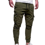 heren cargo broek met toelopende pijp in groen