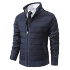 heren casual jas met hoge kraag in marineblauw