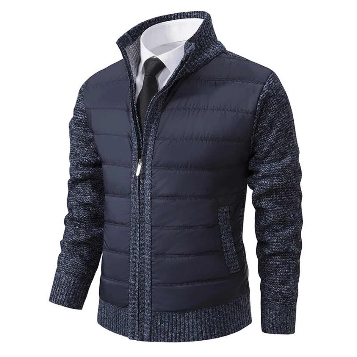 heren casual jas met hoge kraag in marineblauw