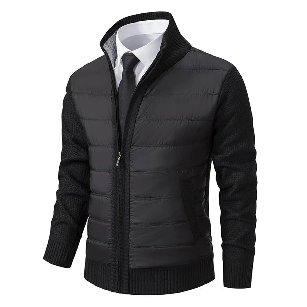 heren casual jas met hoge kraag in zwart