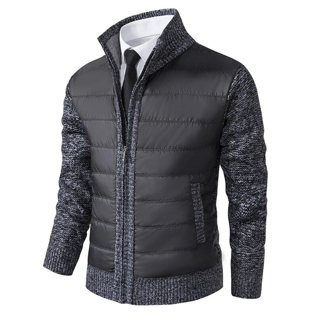 heren casual jas met hoge kraag in donkergrijs