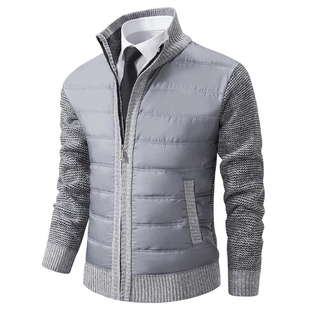 heren casual jas met hoge kraag in lichtgrijs