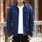 heren casual jas met ritssluitingen in blauw