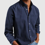 heren casual overhemd met reverskraag in marineblauw