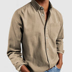 heren casual overhemd met reverskraag in khaki
