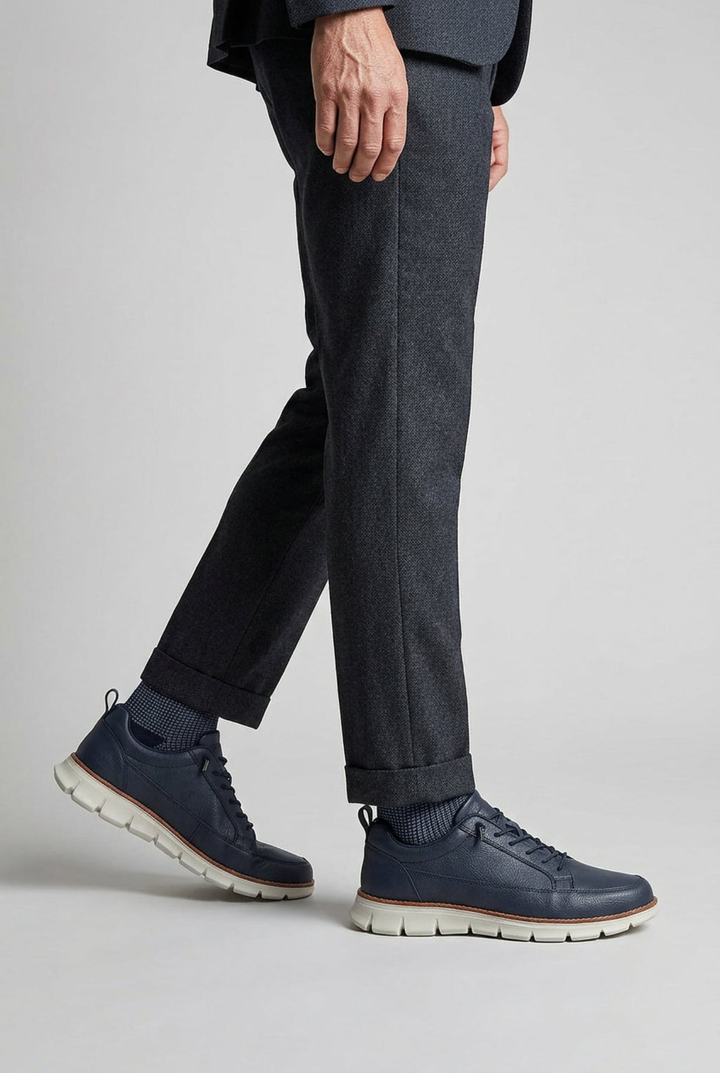 heren casual sneakers met vetersluiting in marine