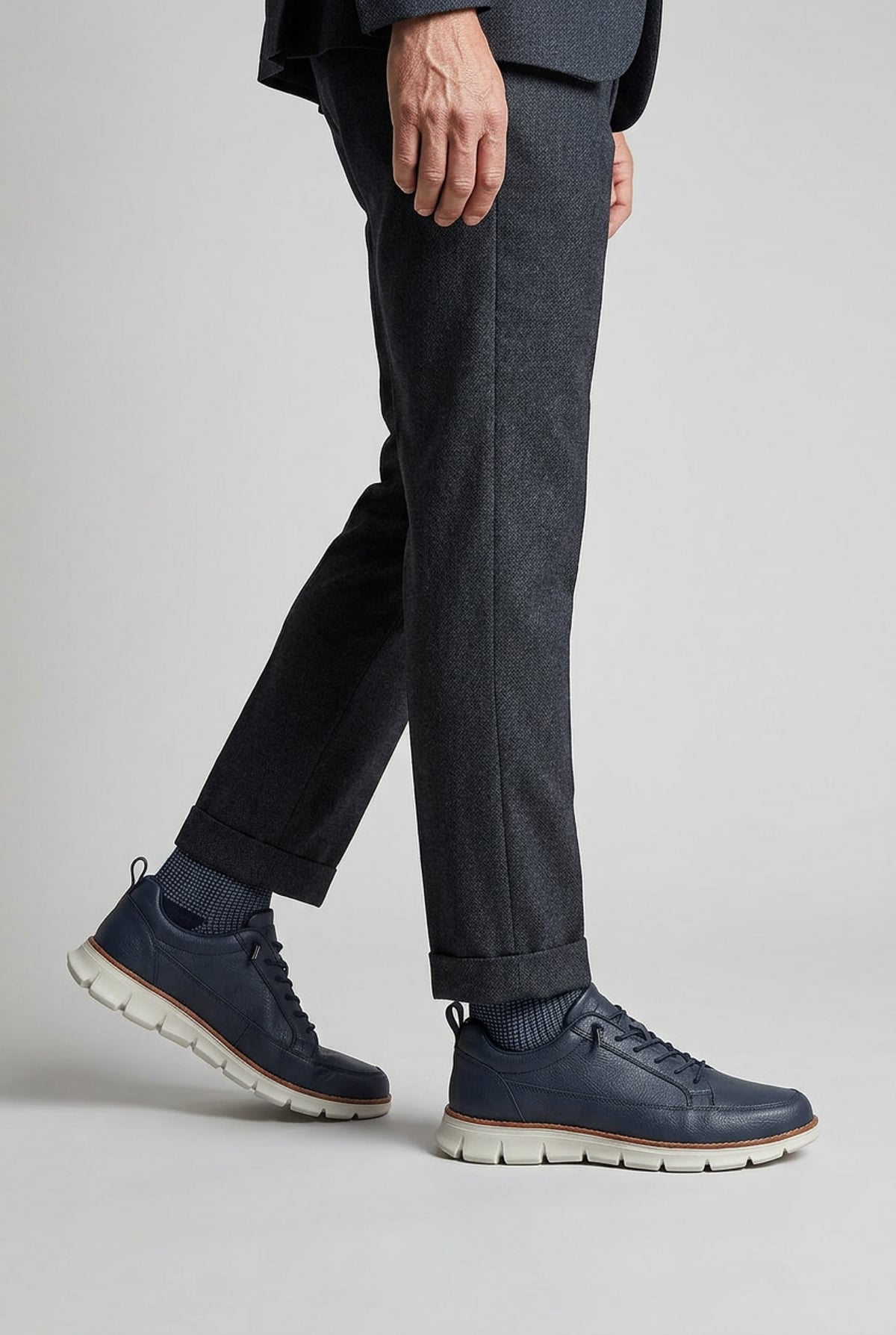 heren casual sneakers met vetersluiting in marine