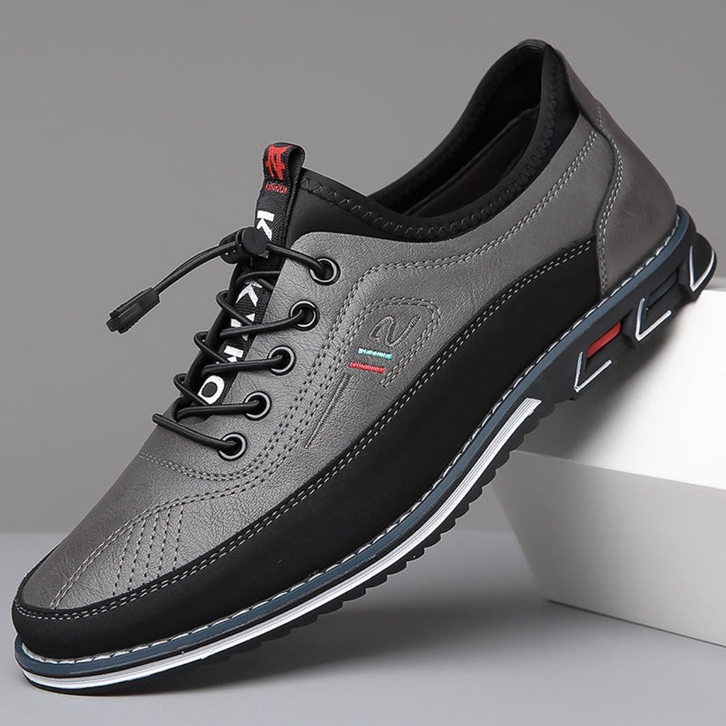 heren casual veterschoenen met lage zool in houtskoolgrijs
