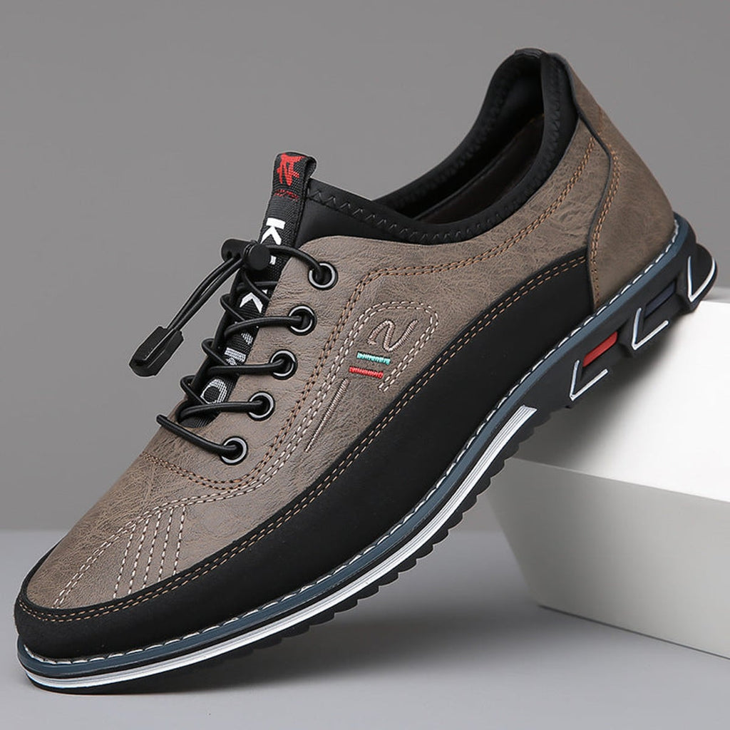 heren casual veterschoenen met lage zool in steengrijs