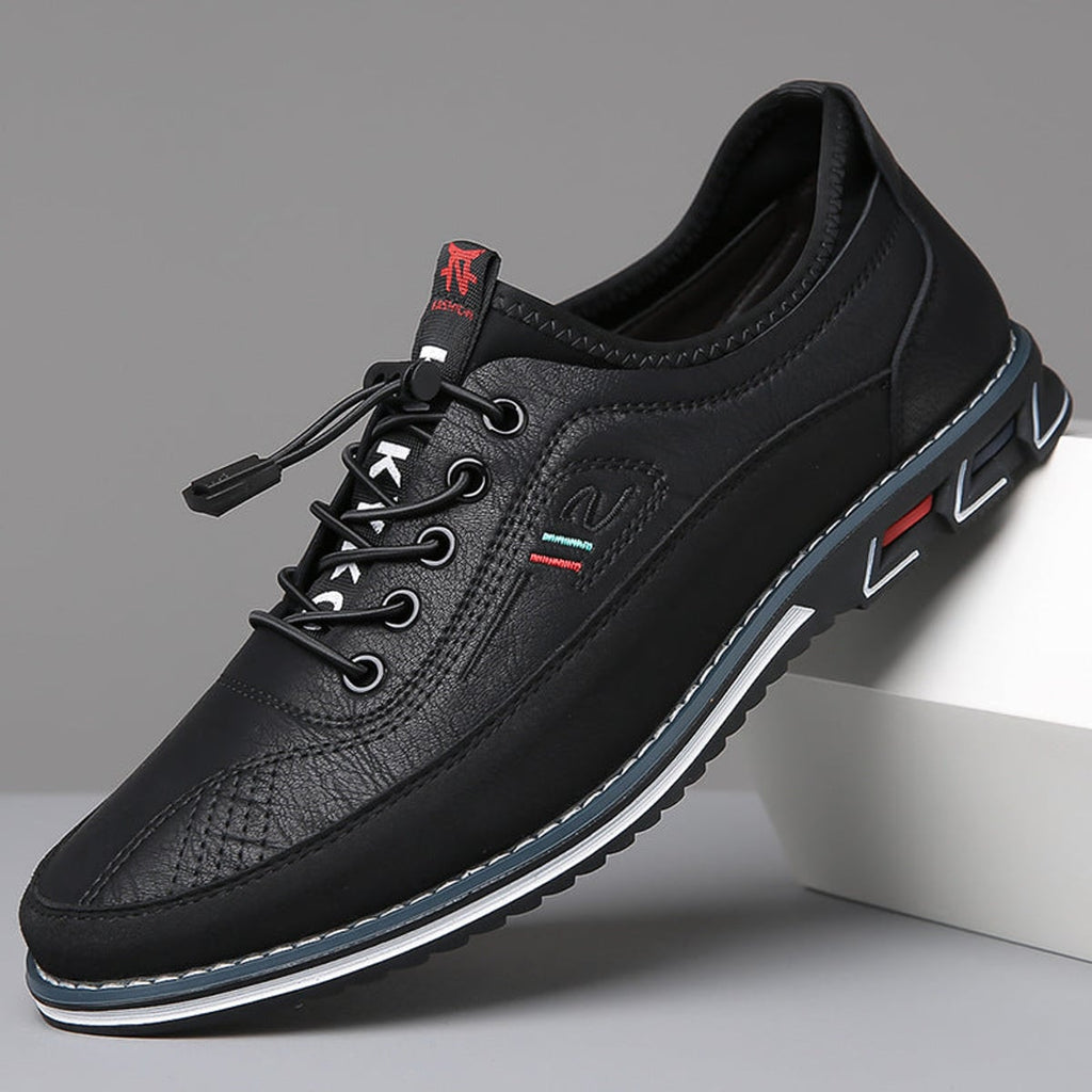 heren casual veterschoenen met lage zool in middernachtzwart