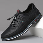 heren casual veterschoenen met lage zool in middernachtzwart