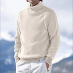 heren coltrui met slim gesneden nek in beige