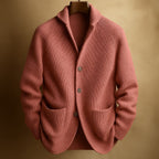 heren geribbelde cardigan met sjaalkraag in roze