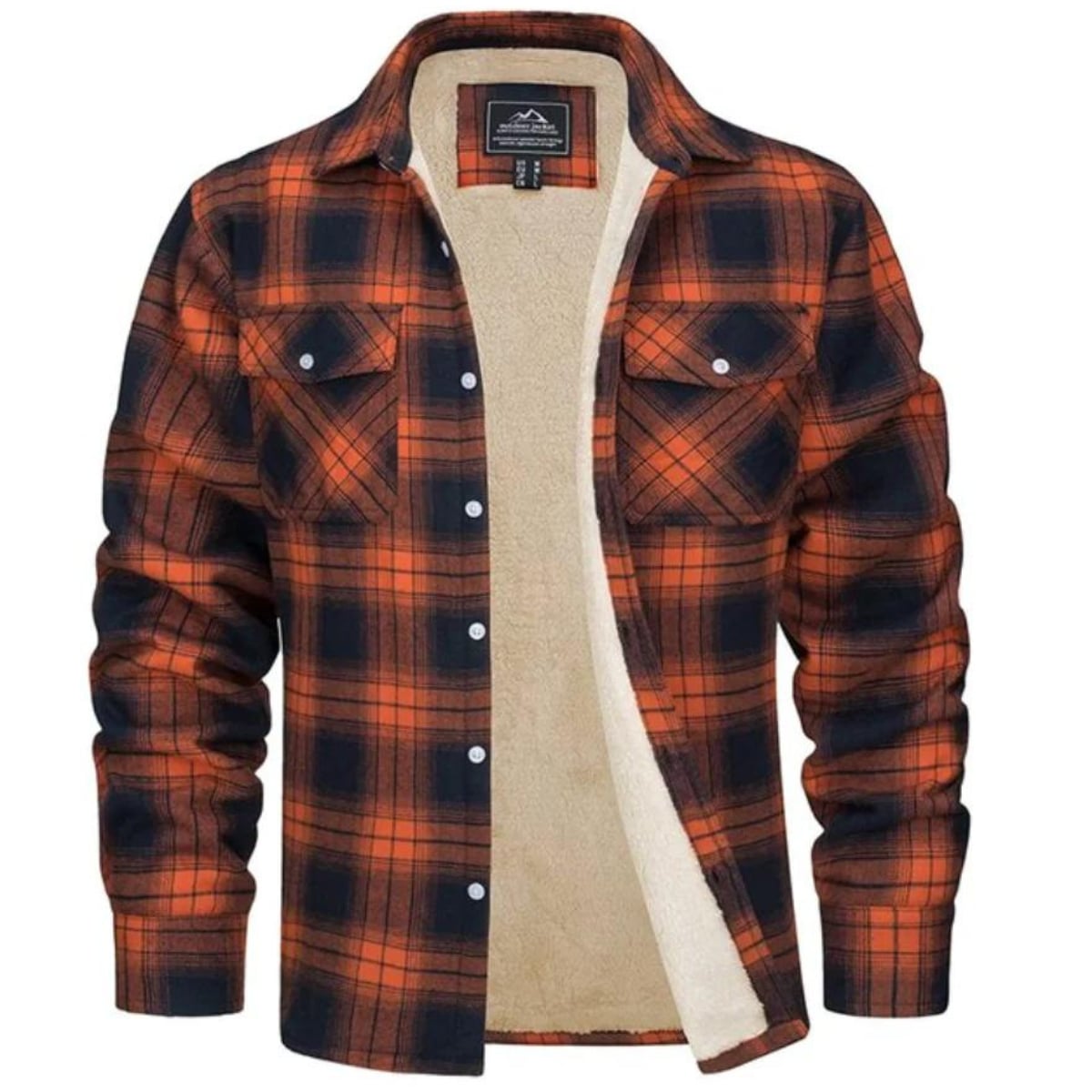 heren geruite overshirt jas met knoopsluiting in oranje