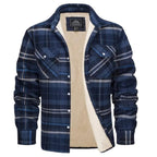 heren geruite overshirt jas met knoopsluiting in blauwgrijs