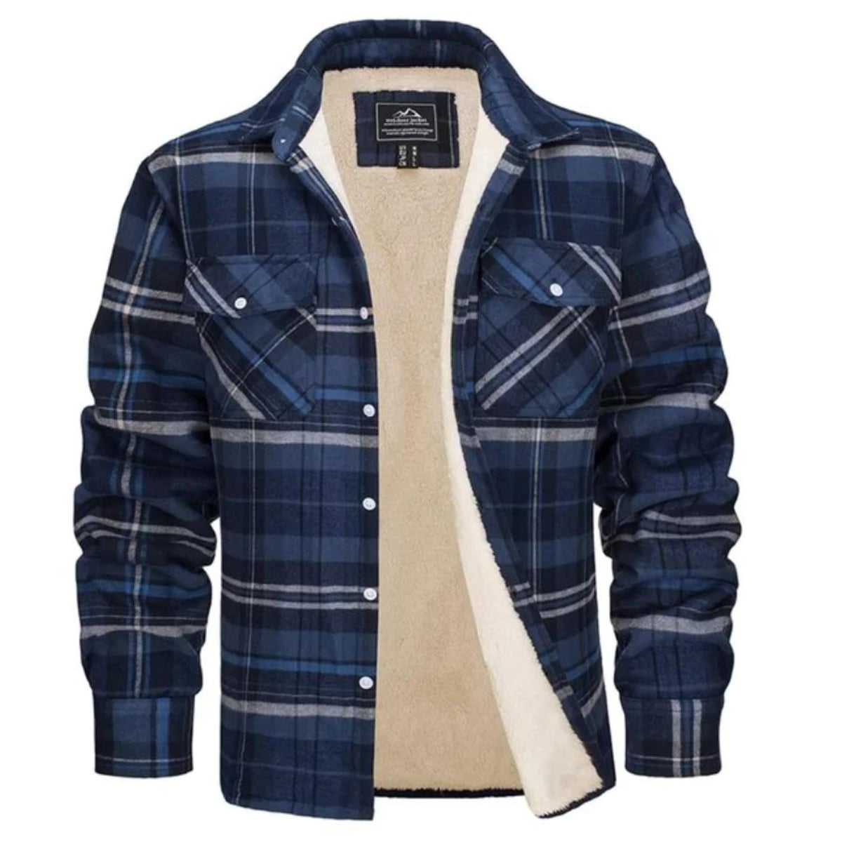 heren geruite overshirt jas met knoopsluiting in blauwgrijs