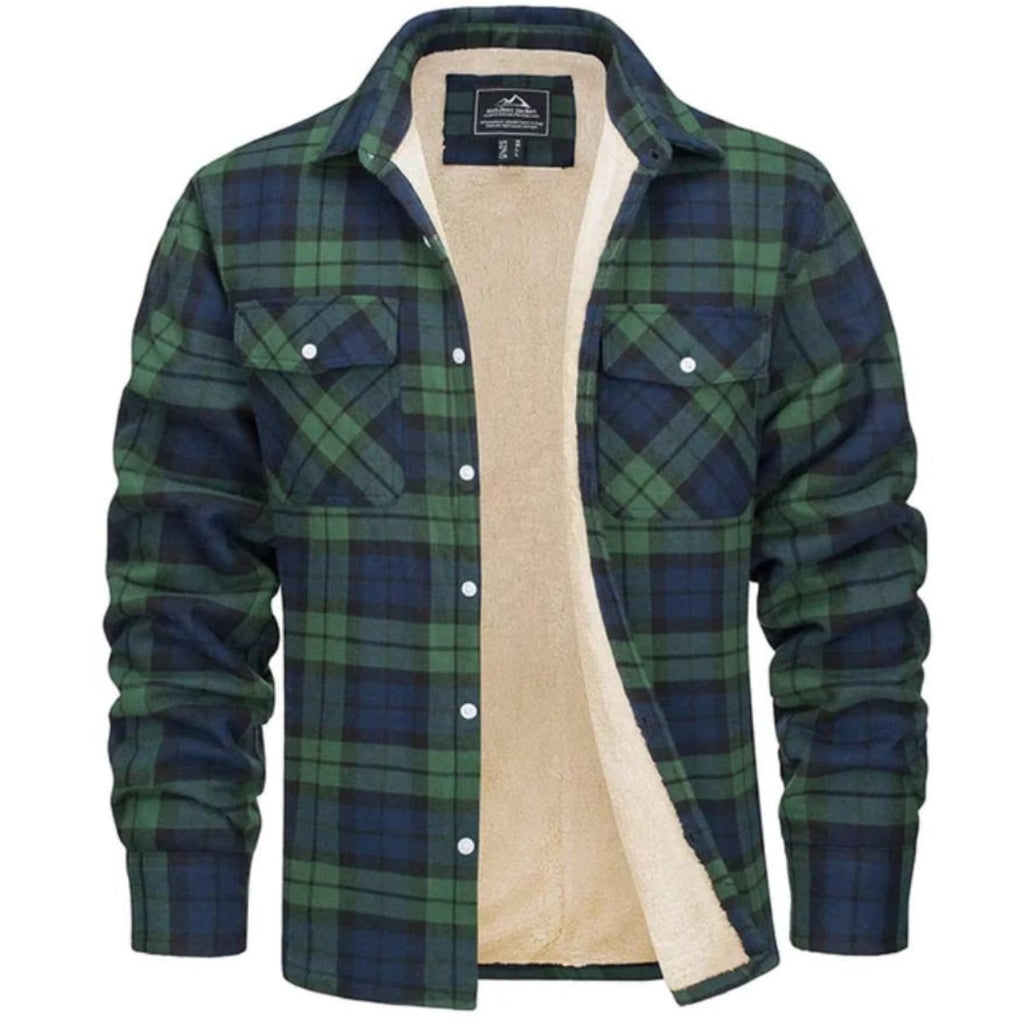 heren geruite overshirt jas met knoopsluiting in groen
