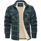 heren geruite overshirt jas met knoopsluiting in groen