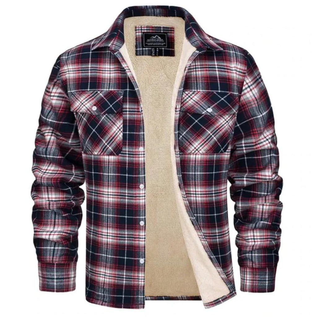 heren geruite overshirt jas met knoopsluiting in rood