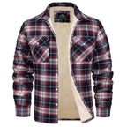 heren geruite overshirt jas met knoopsluiting in rood