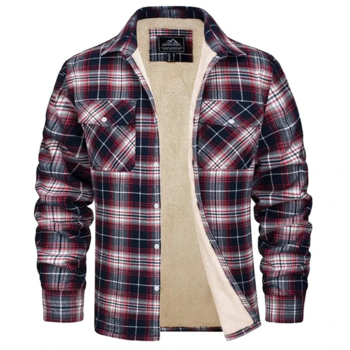 heren geruite overshirt jas met knoopsluiting in rood