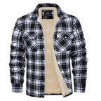 heren geruite overshirt jas met knoopsluiting in zwart