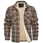 heren geruite overshirt jas met knoopsluiting in khaki