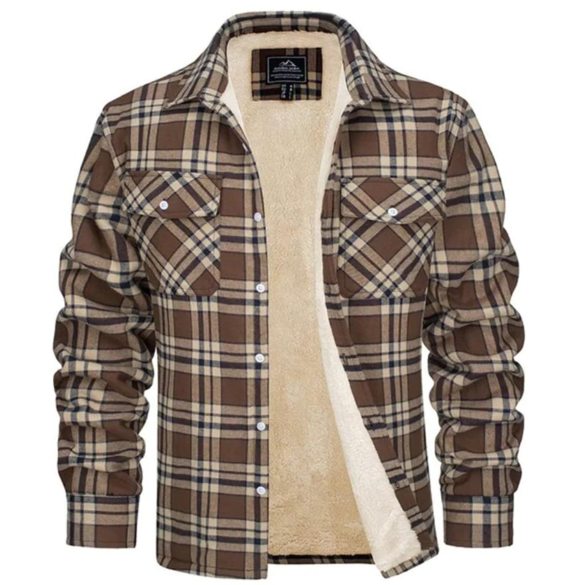 heren geruite overshirt jas met knoopsluiting in khaki
