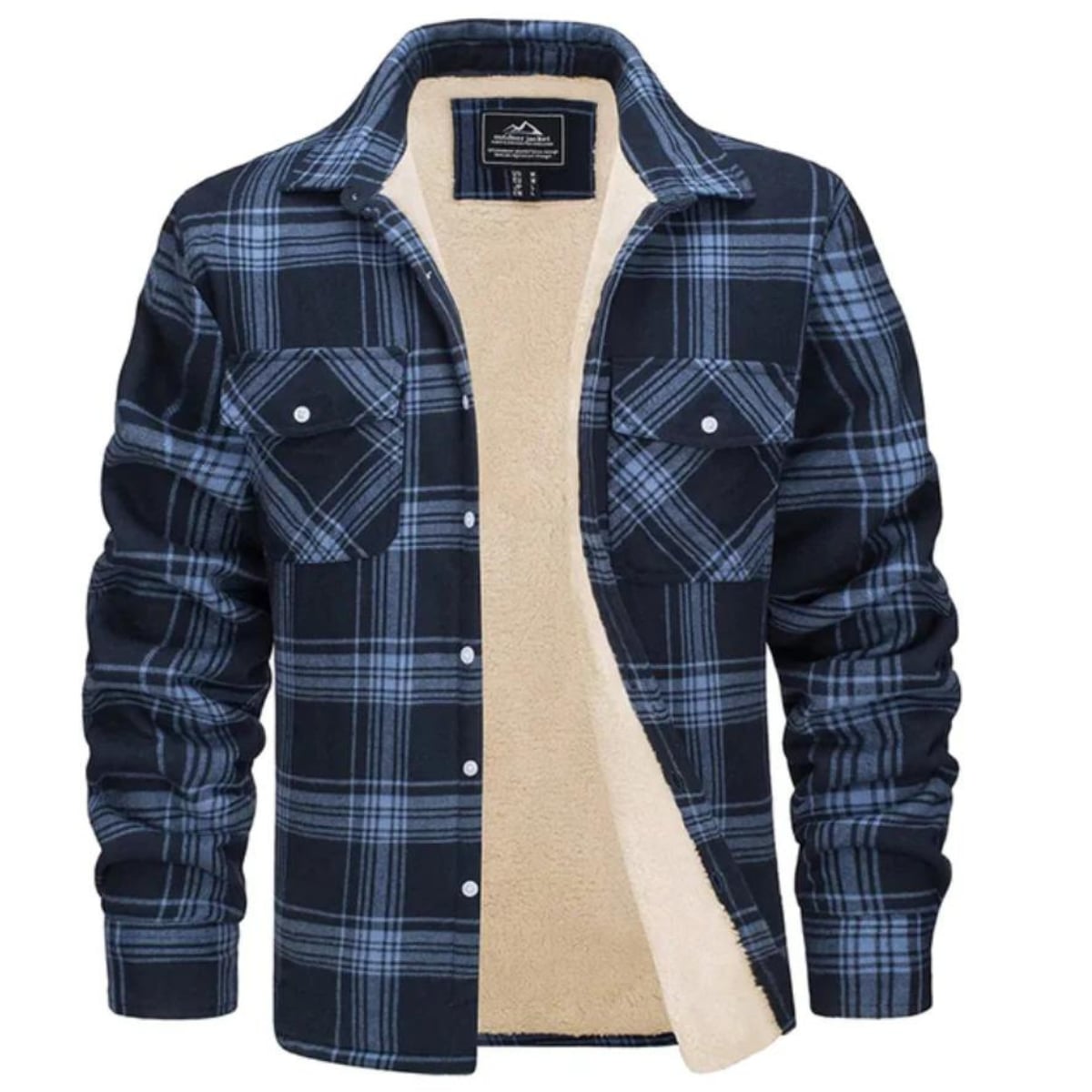heren geruite overshirt jas met knoopsluiting in marineblauw