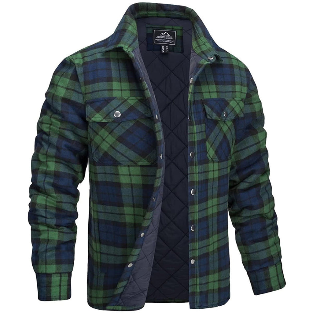 heren geruite overshirt jas met kraag in groen