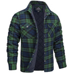 heren geruite overshirt jas met kraag in groen
