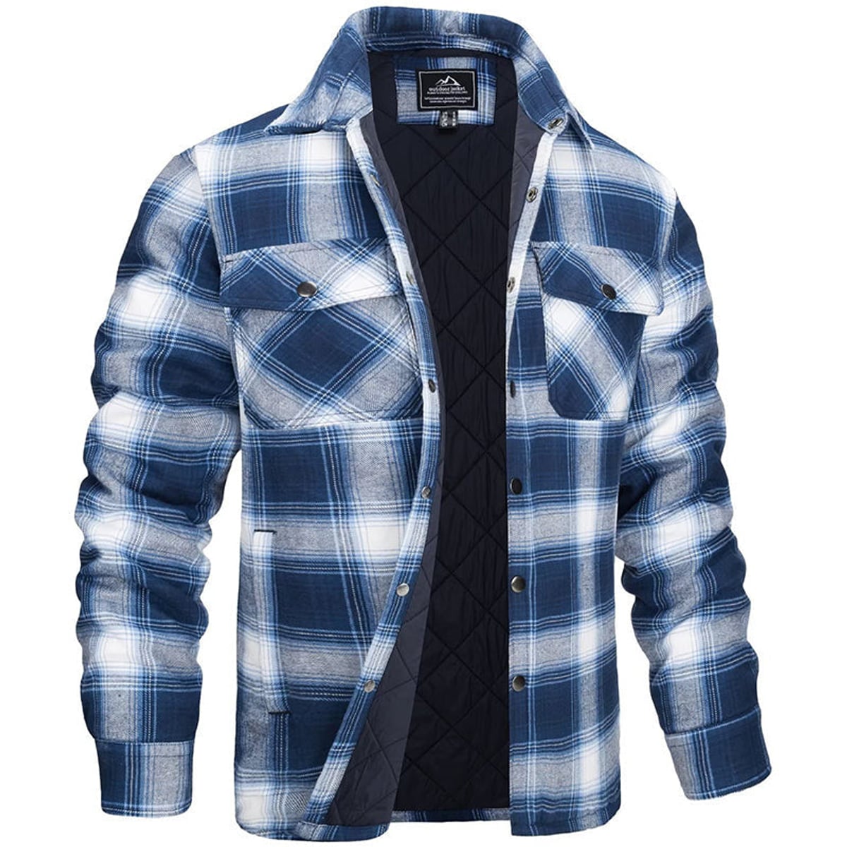 heren geruite overshirt jas met kraag in lichtblauw