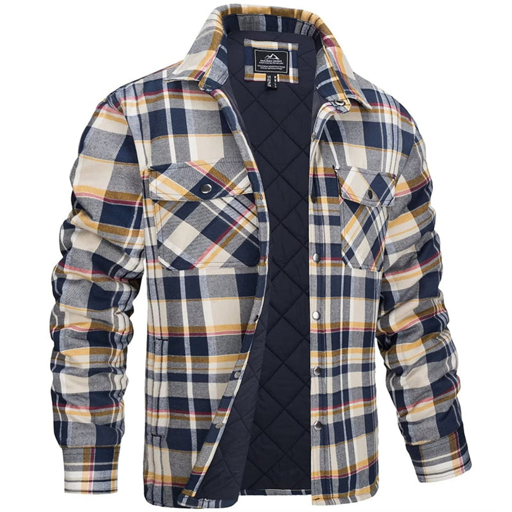 heren geruite overshirt jas met kraag in geel