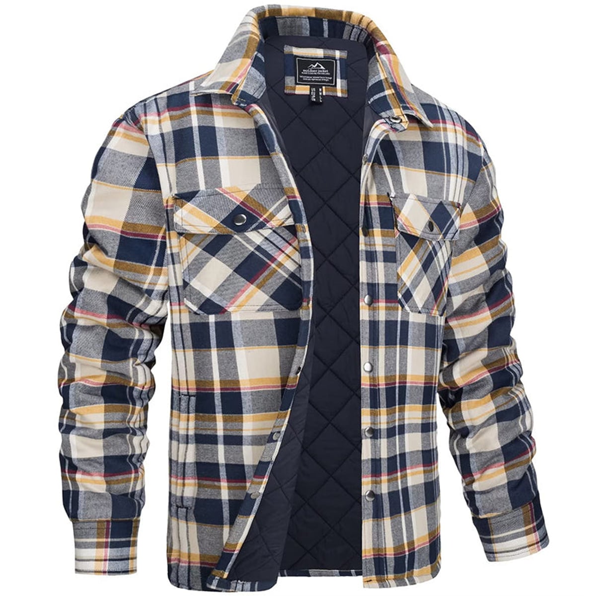 heren geruite overshirt jas met kraag in geel