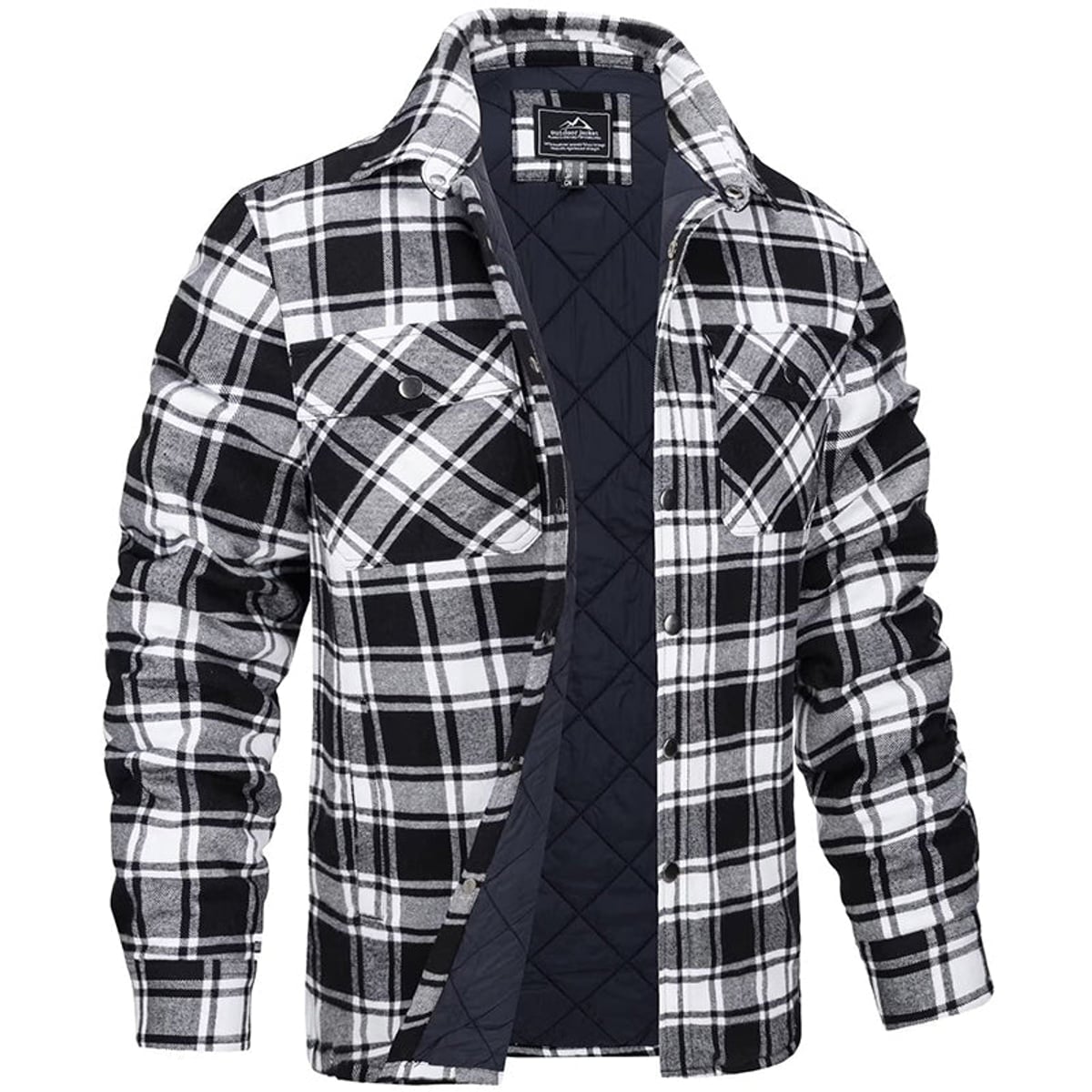 heren geruite overshirt jas met kraag in zwart