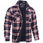 heren geruite overshirt jas met kraag in rood
