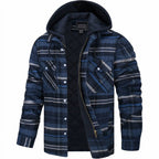 heren geruite overshirt jas met rits in marineblauw