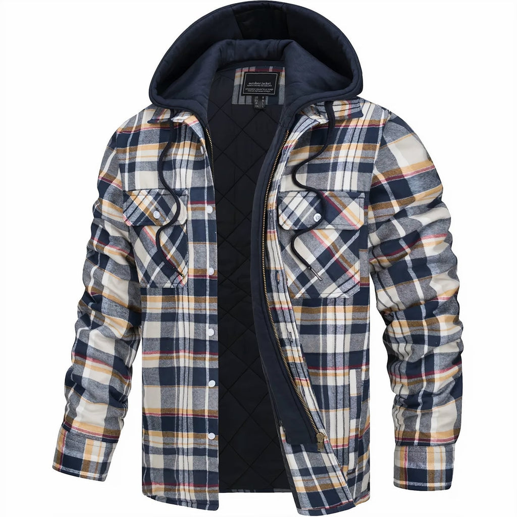 heren geruite overshirt jas met rits in geel