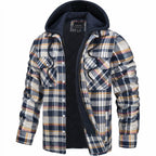 heren geruite overshirt jas met rits in geel