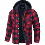 heren geruite overshirt jas met rits in rood