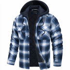 heren geruite overshirt jas met rits in donkerblauw