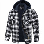 heren geruite overshirt jas met rits in zwart