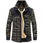 heren geruite overshirt jas met zakken in zwart