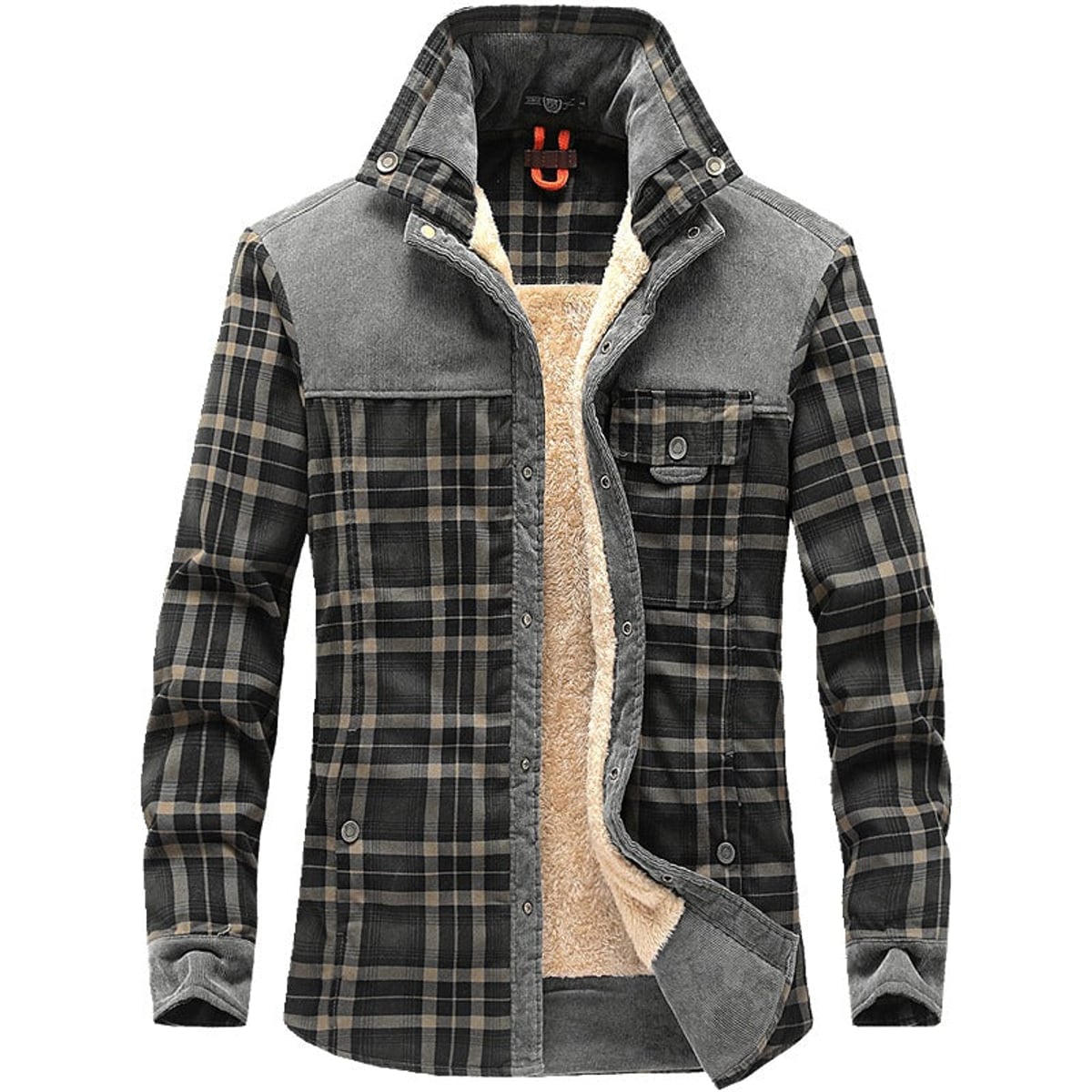 heren geruite overshirt jas met zakken in donker olijf