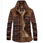 heren geruite overshirt jas met zakken in bruin