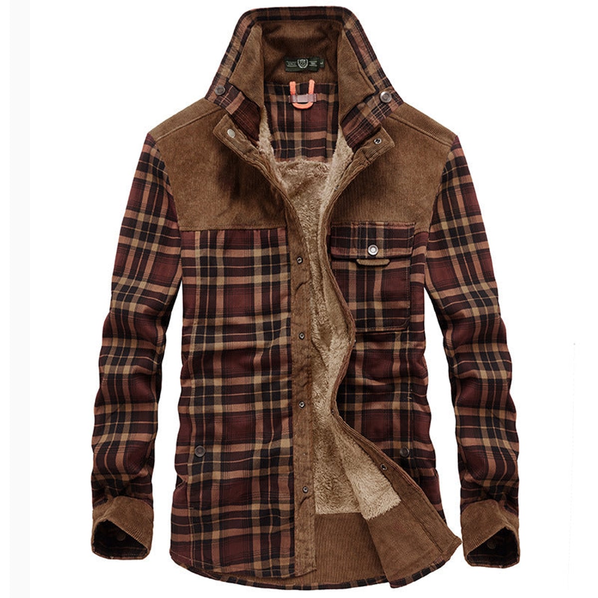 heren geruite overshirt jas met zakken in bruin