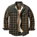 heren geruite overshirt met teddyvoering in lichtgroen