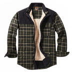 heren geruite overshirt met teddyvoering in zwart